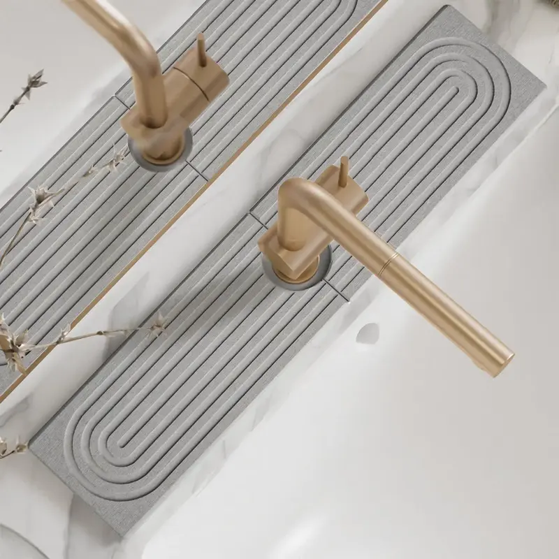 Fast Drying Stone Sink Drain Cover, Anti-splash Absorbent Sink Drain Mat, Home Accessories for Kitchen Bathroom Hotel Salon D...