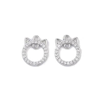 Brass Micro Pave Clear Cubic Zirconia Connector Charms