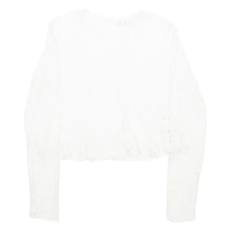 ZARA Womens Blouse White Long Sleeve Floral M