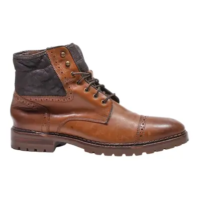 JOHNSTON & MURPHY Brogue Combat Boots Brown Leather Mens UK 10