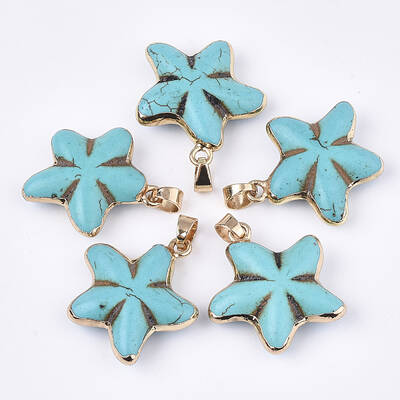 Electroplate Synthetic Turquoise Pendants