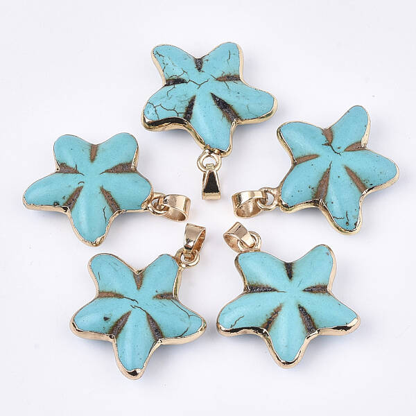 Electroplate Synthetic Turquoise Pendants