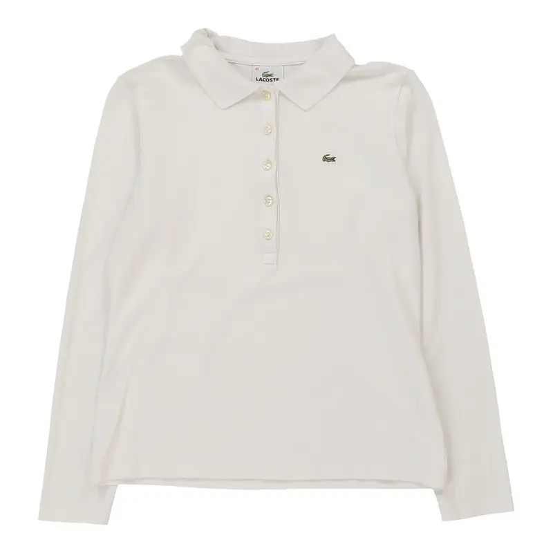 Lacoste Long Sleeve Polo Shirt - Small White Cotton Blend | Size: small