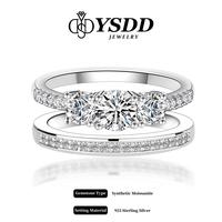 【#281 Trilogy】Plum blossom Round Cut Synthetic Moissanite 3 Stone Engagement Rings 1.1ct D Color VVS1 Round Cut 925 Sterl...