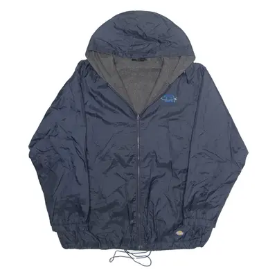 DICKIES Mens Rain Jacket Blue Hooded XL