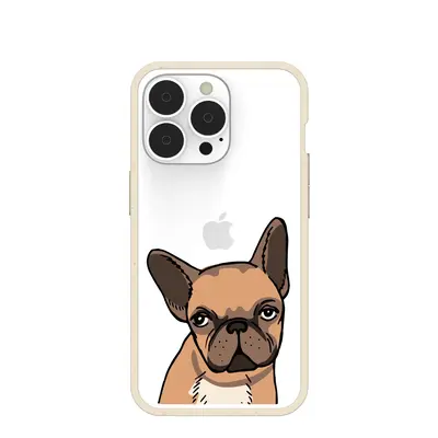 Clear Frenchie Portrait iPhone 13 Pro Case With London Fog Ridge