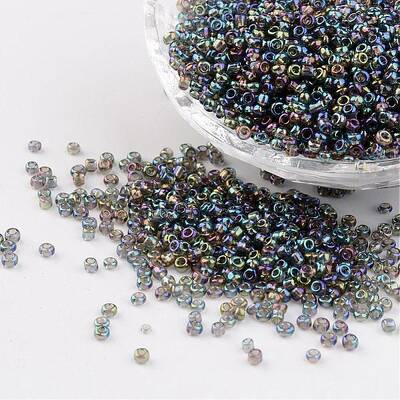 Round Transparent Colors Rainbow Glass Seed Beads