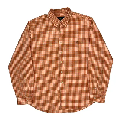Slim Fit Ralph Lauren Checked Shirt - 2XL Orange Cotton Blend