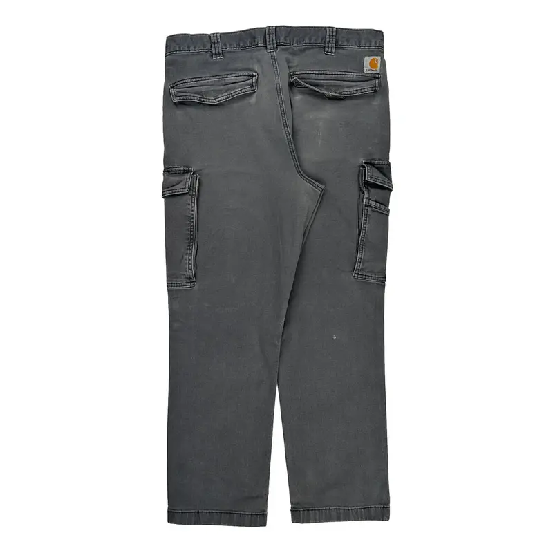 Relaxed Fit Carhartt Cargo Trousers - 35W 28L Grey Cotton