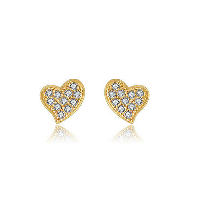Heart 925 Sterling Silver Cubic Zirconia Stud Earrings for Women