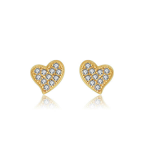 Heart 925 Sterling Silver Cubic Zirconia Stud Earrings for Women