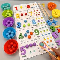 Montessori Arithmetic Math Toy Set – Silicone Digital Learning with Beads, Chopsticks & Spoons – Educational Gift for Kin...