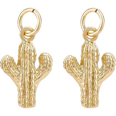 BENECREAT 10Pcs 18K Gold Plated Cactus Pendants with Jump Rings Charms Pendants for DIY Necklace Bracelet Earring Jewelry Mak...