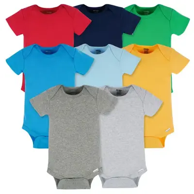 8-Pack Baby Neutral Classic Rainbow Short Sleeve Onesies® Bodysuits