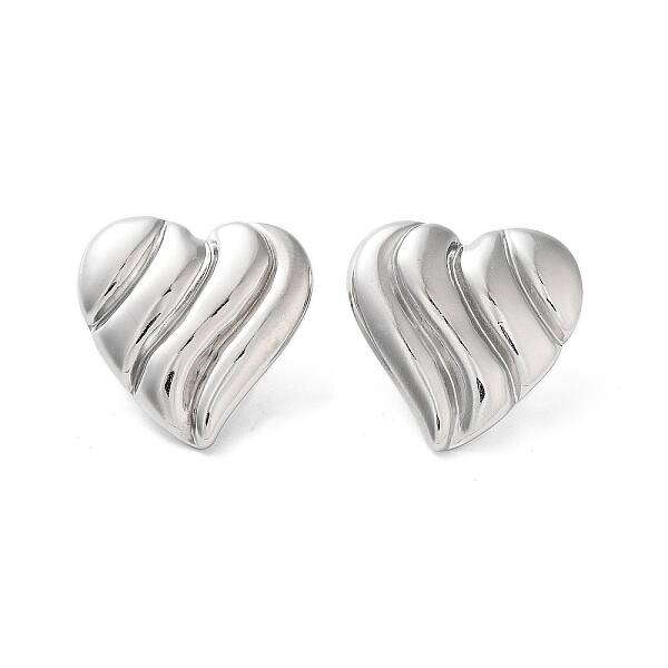 Non-Tarnish Heart 304 Stainless Steel Stud Earrings for Women