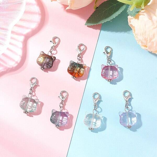 Cat Head Shape Glass Pendant Decorations