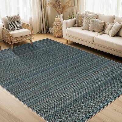 Garvee Washable 9x12 Area Rug Geometric Striped Non-Slip Stain Resistant 100% Polyester TPR Backing Living Room Dining Office