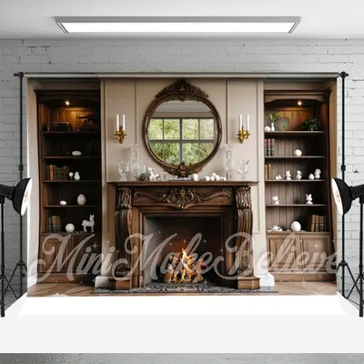 Vintage Wood Furniture Birthday Cake Smash Backdrop - Aperturee