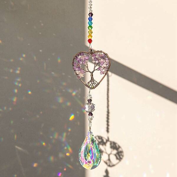 Natural Amethyst Tree of Life Suncatchers