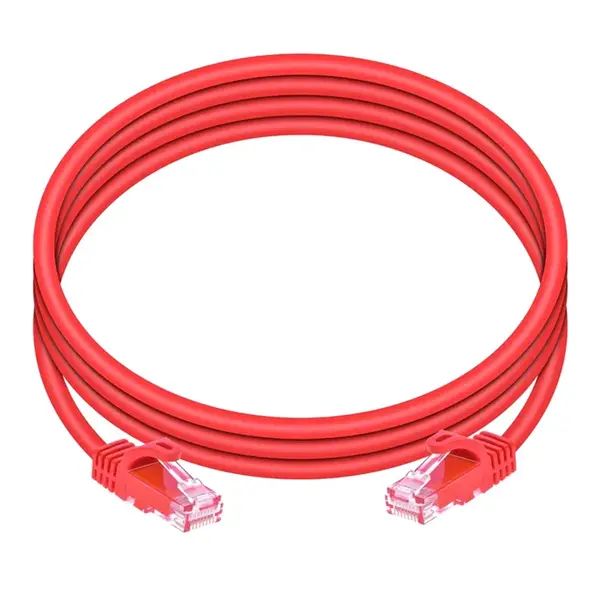 9822 Monoprice Cat6 Ethernet Patch Cable FLEXboot Snagless RJ45 Stranded 550MHz UTP Pure Bare Copper 24AWG 7ft Red