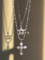 Punk Style Cross & Star Design Pendant Necklace, Fashion Jewelry for Party, Daily Clothing Decor, Trendy All-match & Exquisit...