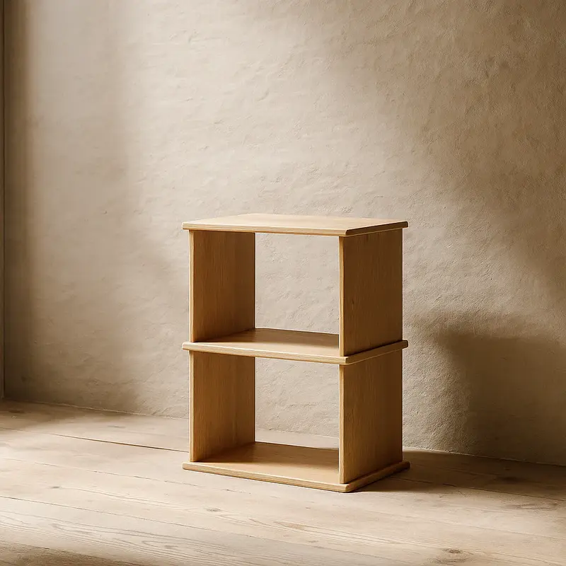 Nightstand bookshelf in white oak