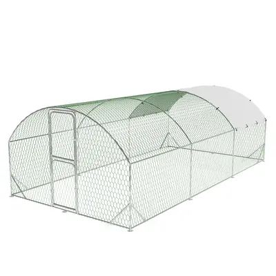Garvee Heavy Duty Walk-In Metal Chicken Coop with Run and Dome Roof – Secure Poultry Cage, Waterproof UV-Resistant Cover, D...