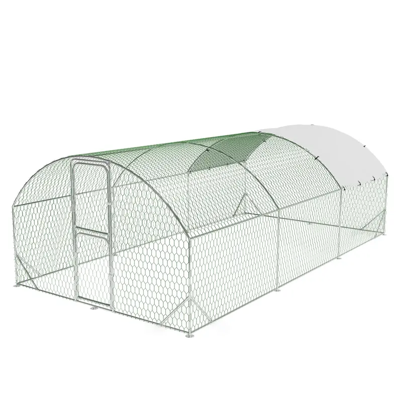 Garvee Heavy Duty Walk-In Metal Chicken Coop with Run and Dome Roof – Secure Poultry Cage, Waterproof UV-Resistant Cover, D...