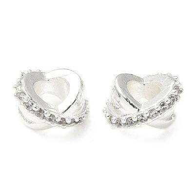 Brass Micro Pave Cubic Zirconia European Beads