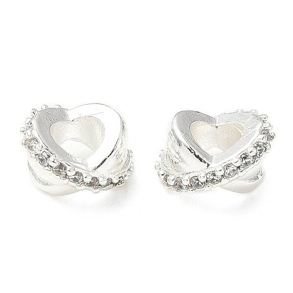 Brass Micro Pave Cubic Zirconia European Beads