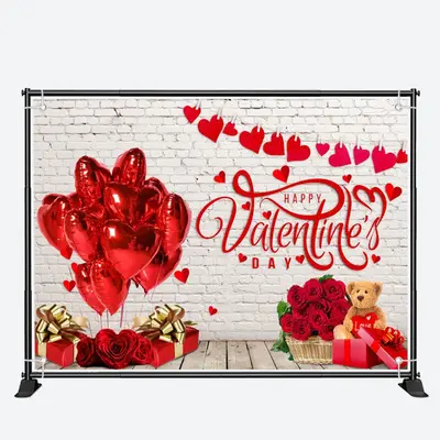 Brick Wall Rose Gift Balloon Valentines Day Backdrop - Aperturee