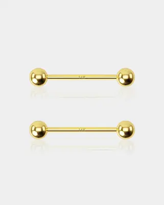 14K Gold Ball Nipple Ring - 12mm