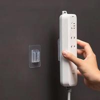Clear Wall Hook, 3/10 Pairs Adhesive Power Strip Rack, Transparent Punch-free Self Adhesive Hooks for Home