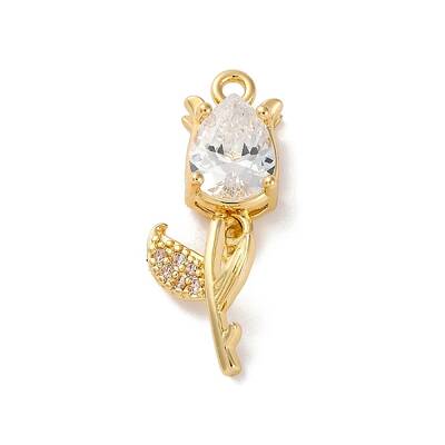Ion Plating(IP) Brass Micro Pave Cubic Zirconia Tulip Pendants