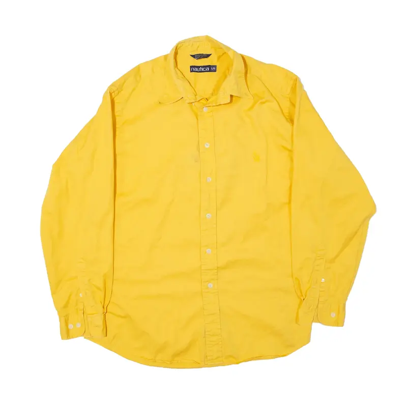 NAUTICA Plain Shirt Yellow Long Sleeve Mens L