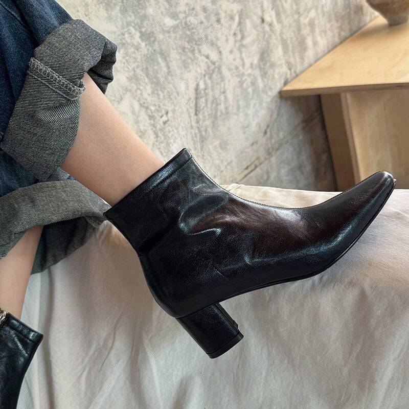 CHIKO Ruza Square Toe Block Heels Ankle Boots