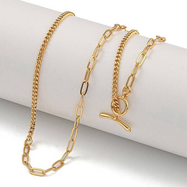 Brass Curb Chain & Paperclip Chain Necklaces for Women