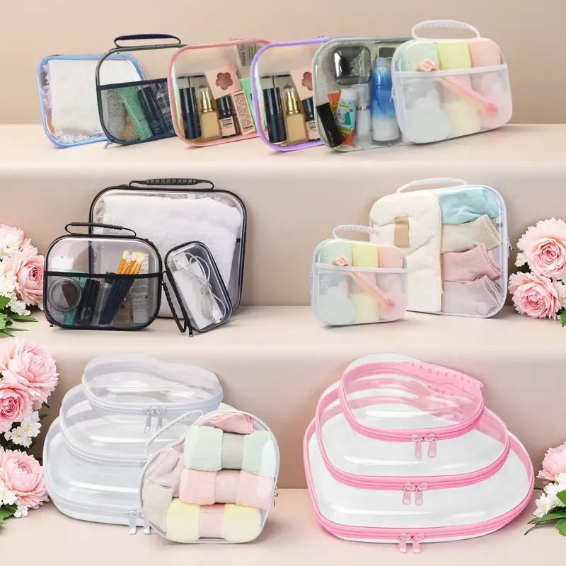 Clear Storage Box Set, 6 Counts/set Large Capacity Zipper Storage Box, Portable Storage Organizer for Skincare, Clothes, Book...