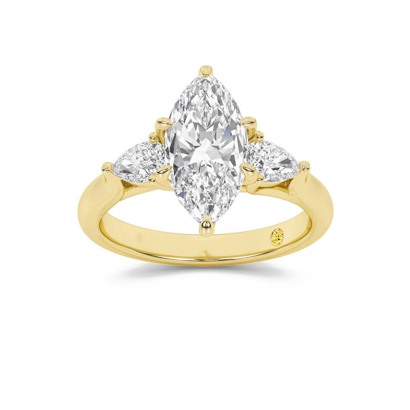 Lumina Three Stone Marquise Lab Grown Diamond Engagement Ring | 18K Yellow Gold 1 7/8 CT. TW.