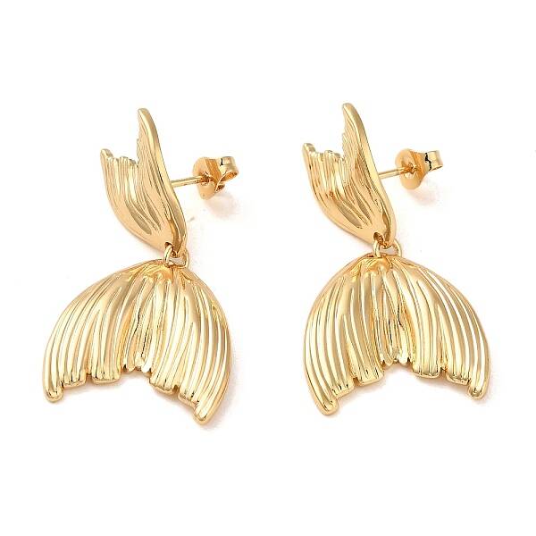 Fishtail Shape 304 Stainless Steel Stud Earrings