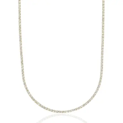 Micro Tennis Necklace in Yellow Gold - 2mm Width Jewelry for Men & Women 16\