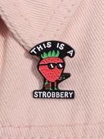 Cartoon Strawberry Design Letters Print Brooch, Cute Clothes Brooch for Women & Men for Party, Daily Clothing Decor, Trendy &...