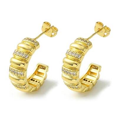 Brass with Cubic Zirconia Ring Stud Earrings