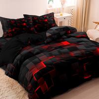 Decorative Geometric Print Duvet Cover Set, 3 Counts/set Including 1 Duvet Cover & 2 Pillowcases without Filler, Duvetcovers...