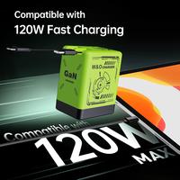 W&O Retractable 120W GaN Fast Charger Block | Dual Ports for iPhone & MacBook | Foldable Universal Travel Plug | Fast Chargin...