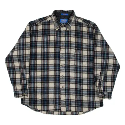 PENDLETON Quilted Lined Mens Lumberjack Shirt Blue Wool Check Long Sleeve XL