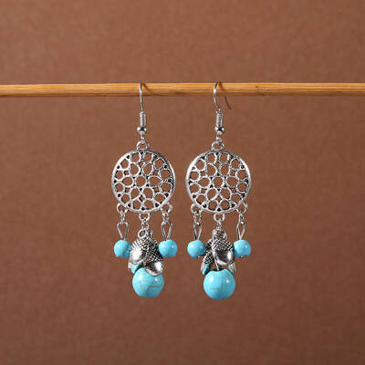 Bohemian tassel turquoise earrings