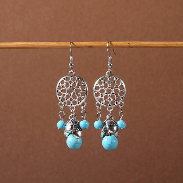 Bohemian tassel turquoise earrings
