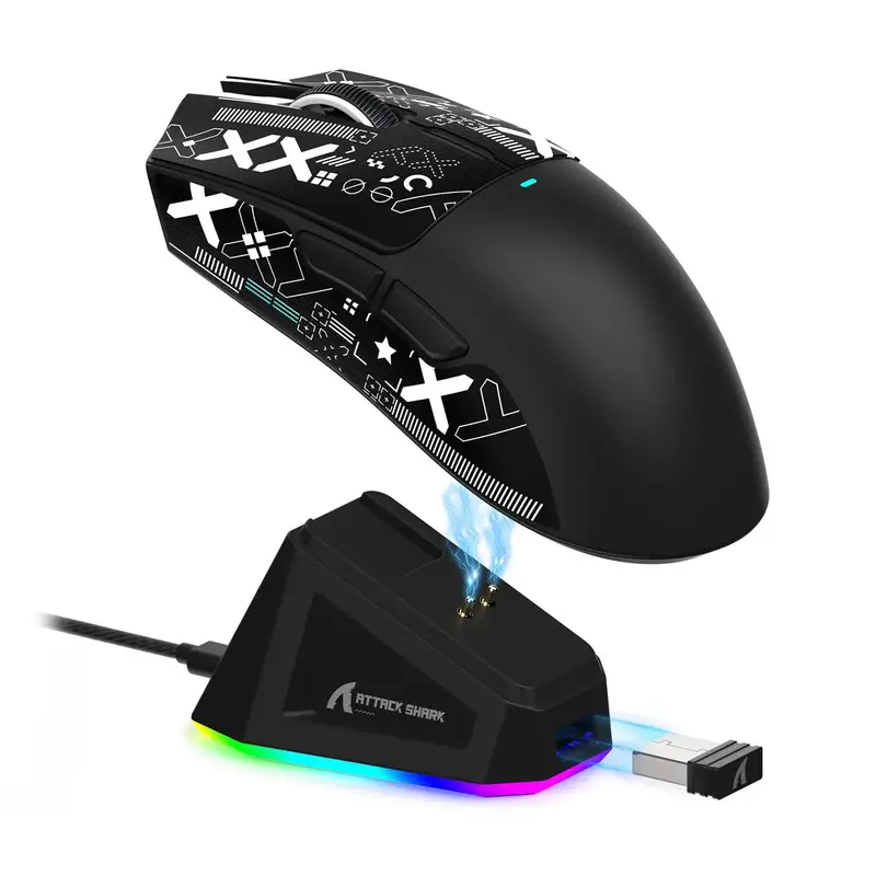 Global Pick Wireless Gaming Mouse, Rechargeable Optical Sensor Mouse with RGB Charging Base, 5 Programmable Buttons, Gaming/O...