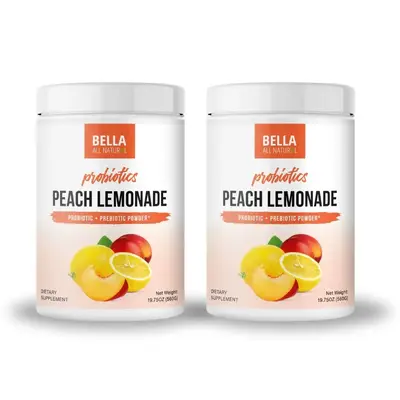 2 Pack Bella All Natural Probiotics Peach Lemonade